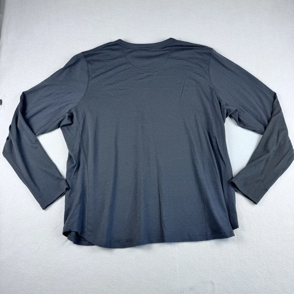 REI 100% Merino Wool Baselayer Men 3XL Black Long Sleeve Hiking Outdoors Thermal